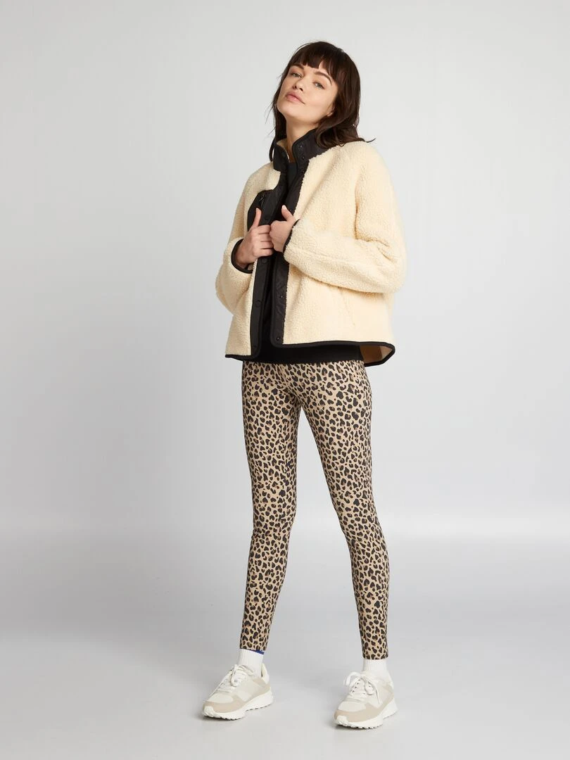 Blouson en sherpa   Beige/noir