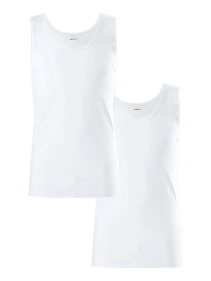 Lot de 2 débardeurs Essential pur coton peigné Damart Blanc