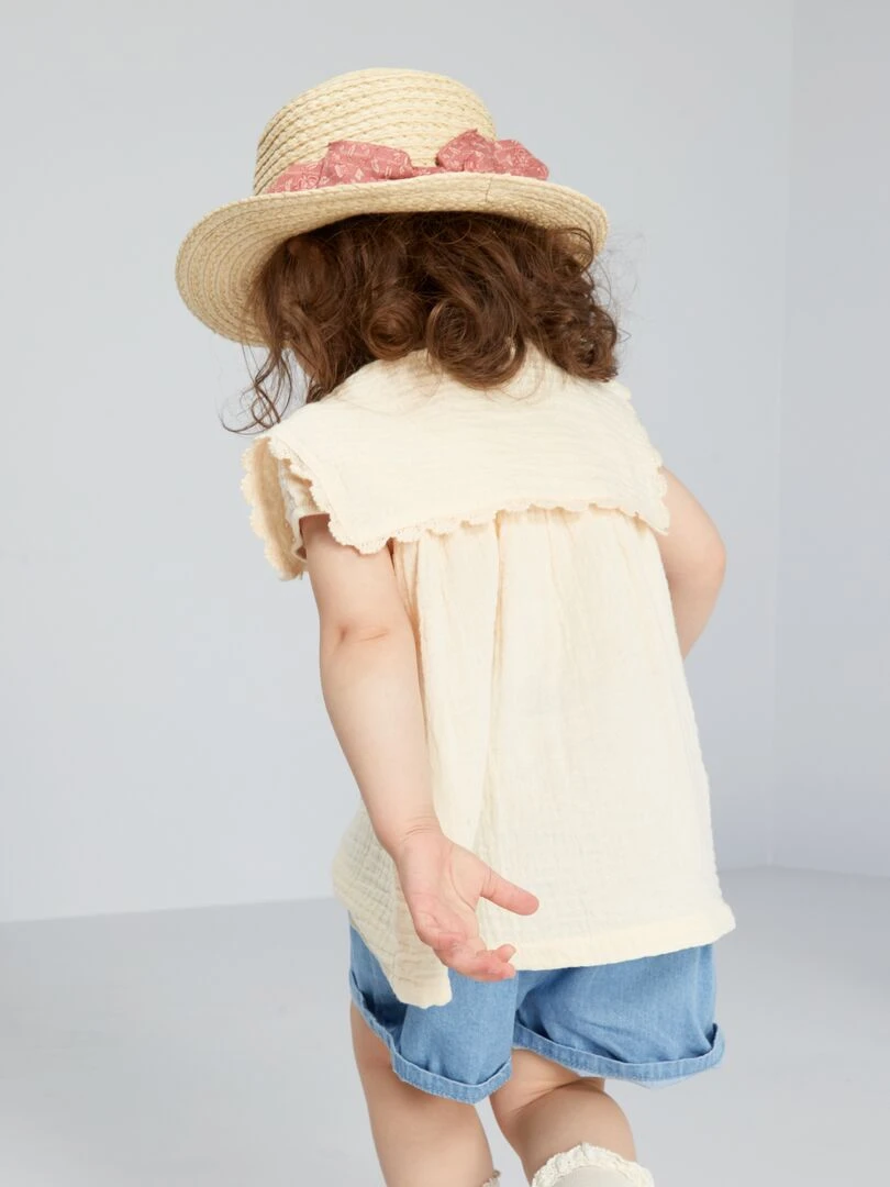 Blouse en gaze de coton   Ecru