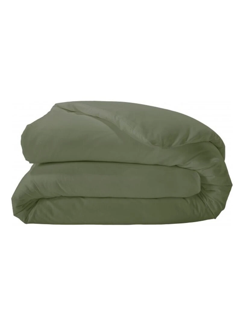 Housse de couette unie en percale de coton Vert olive