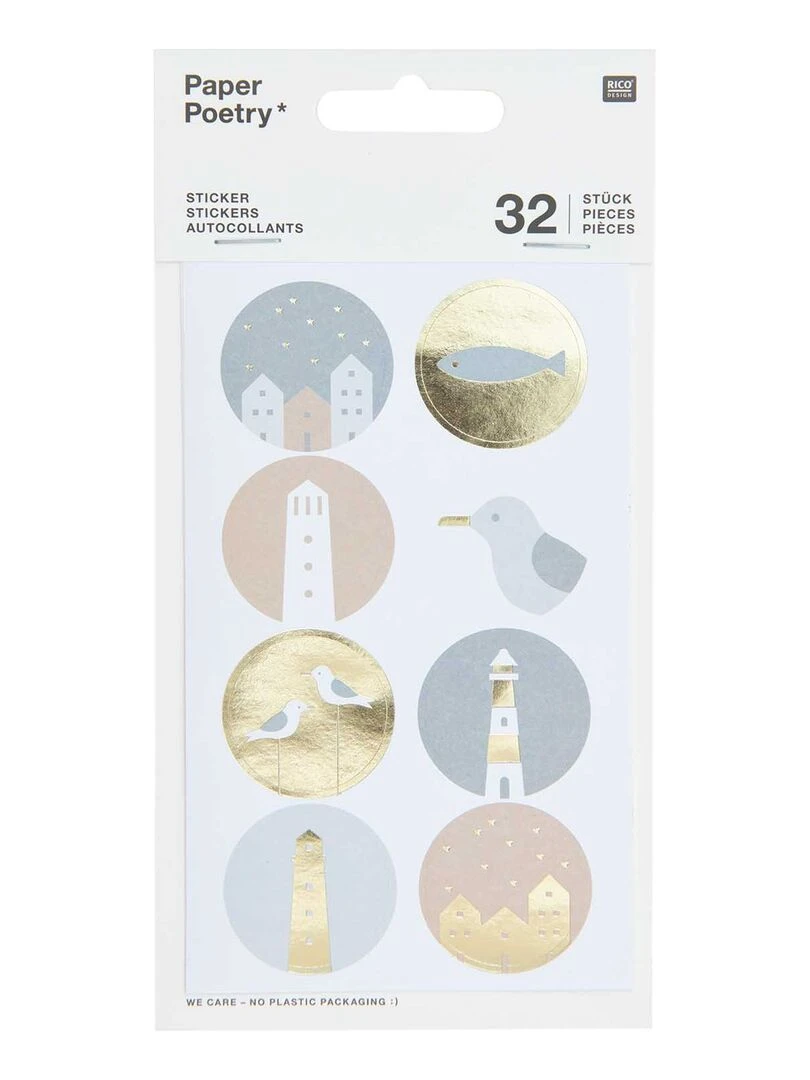32 Autocollants thème mouettes et phare N/A
