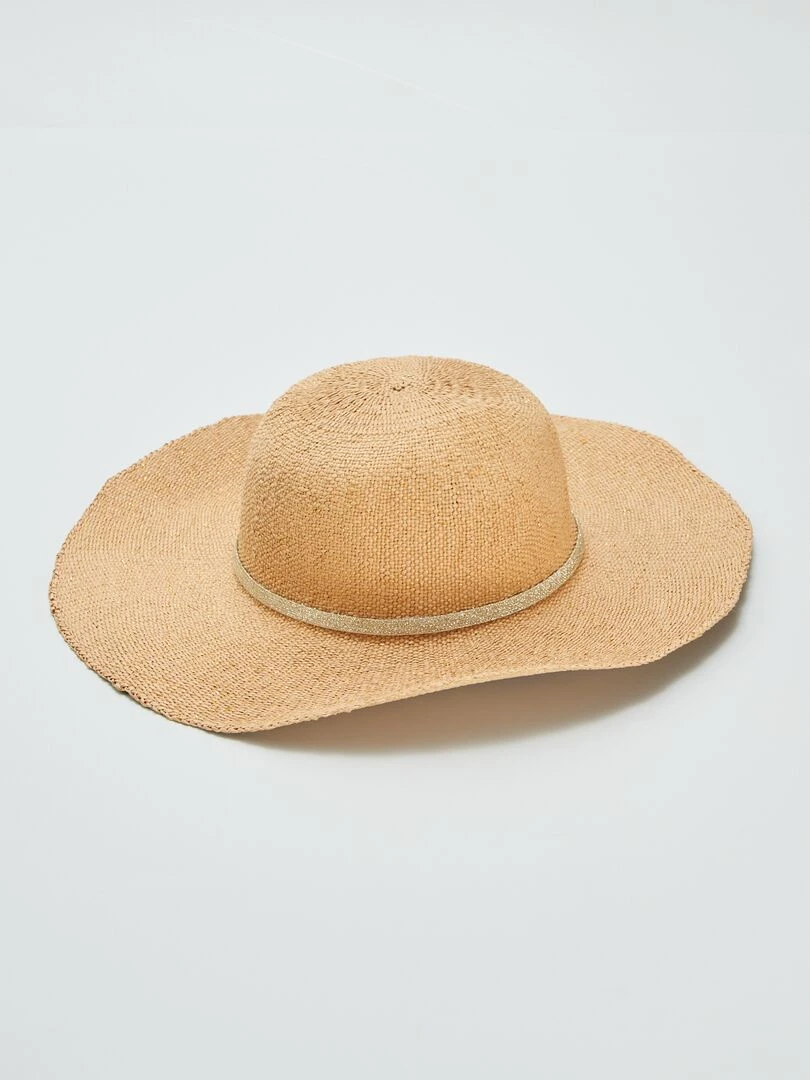 Chapeau de paille pailleté Beige