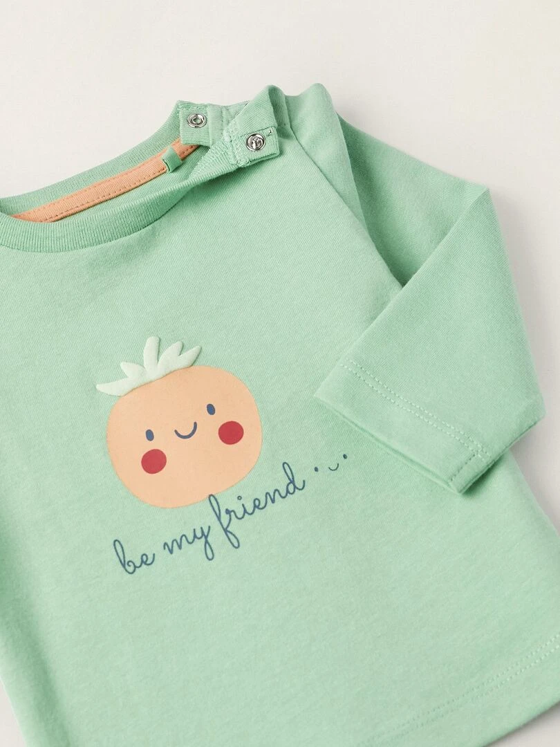 T shirt à manches longues pour nouveau né 'Be my Friend' manches longues NATURE TAKEOVER   Vert