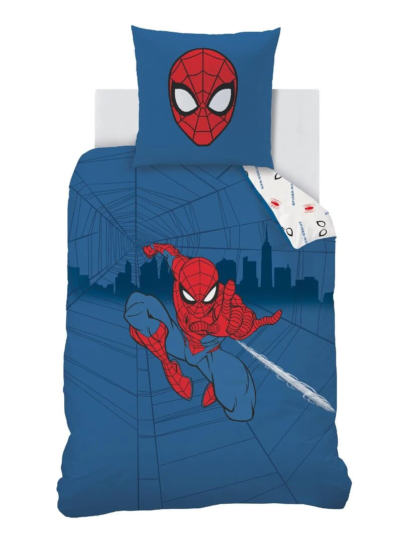 Parure de lit imprimée 100% coton  SPIDERMAN HOME BASIC   Bleu marine
