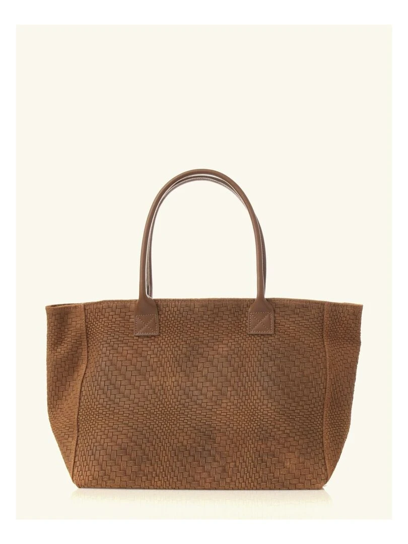 Sac cabas cuir tressé DL HELENE   Marron caramel