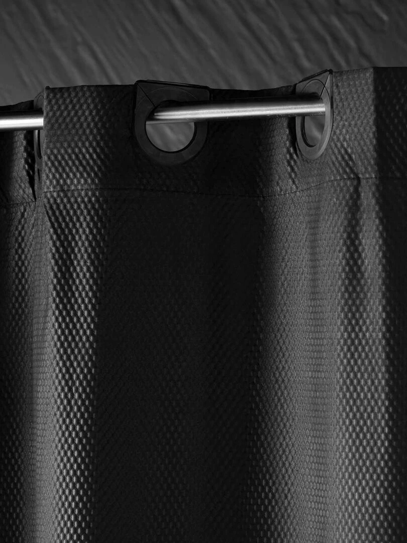 Rideau de douche avec œillets clipsables Noir