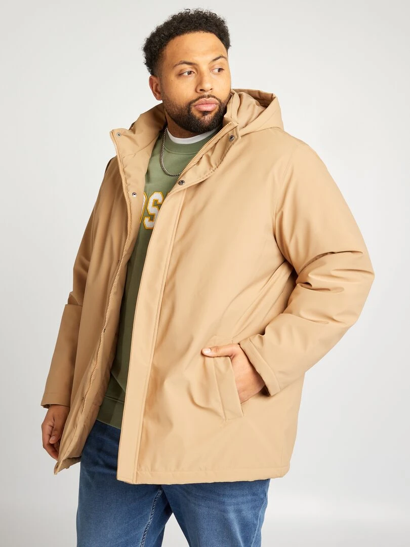 Parka mi longue déperlante Beige