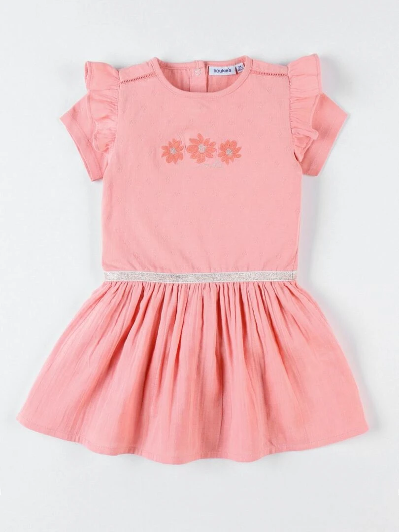 Robe bi matière à manches courtes  clair   Noukie's   Rose