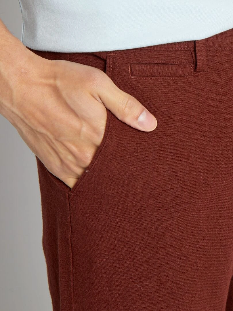 Pantalon chino en lin   Rouge foncé