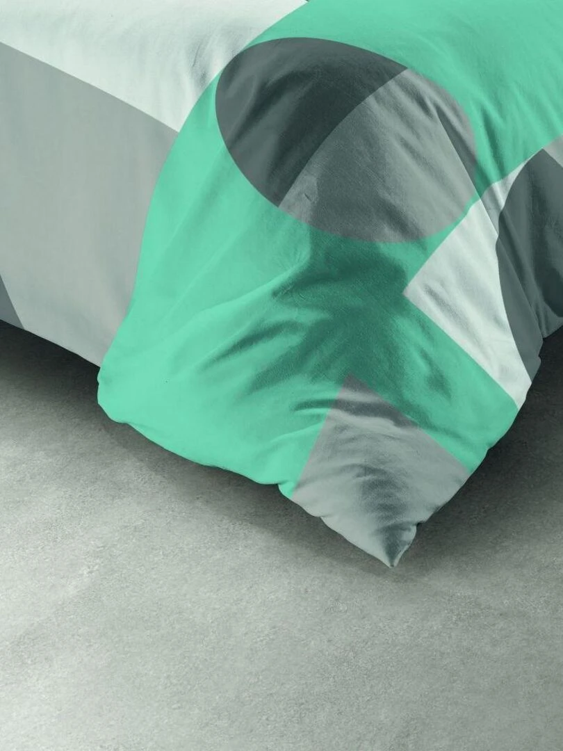 Housse de couette 140x200 + 1 taie d'oreiller 63x63 cm Polyester Knavy   Vert