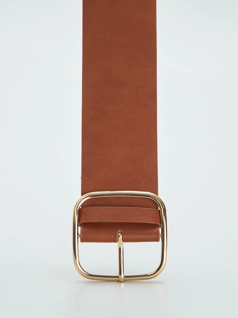 Ceinture large à boucle carrée   Marron
