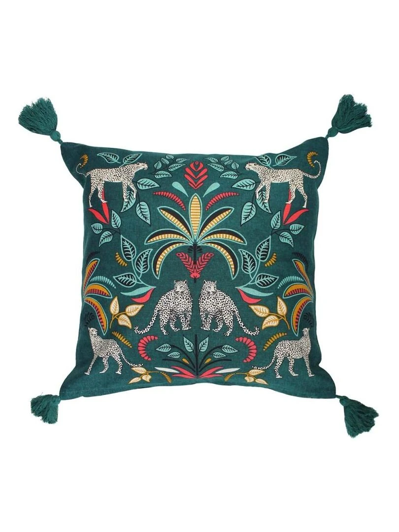 Housse de coussin 40x40 cm Malaga bleu coton Bleu