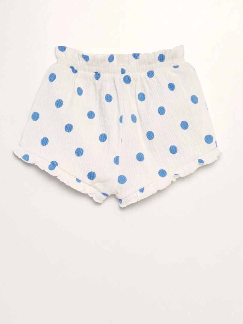 Short à bords volantés Blanc