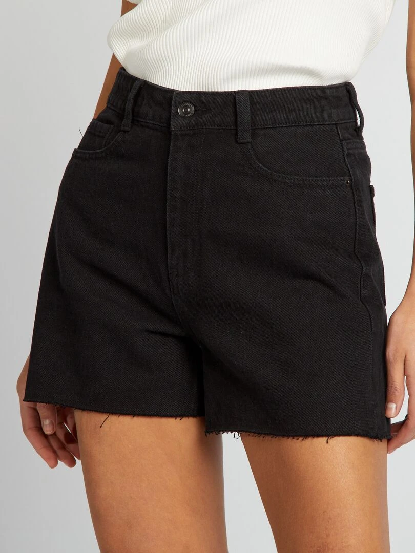 Short en jean coupé à cru   Noir