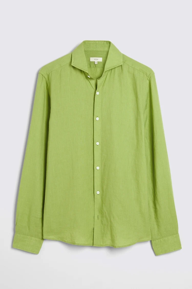 Tailored Fit Acid Green Linen Shirt   Buy Online at Moss