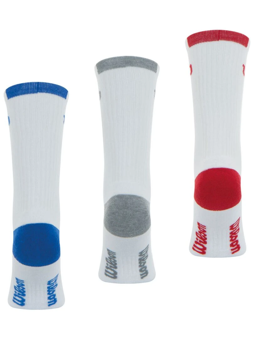 Lot de 3 paires de chaussettes Crew Homme Wilson   Blanc