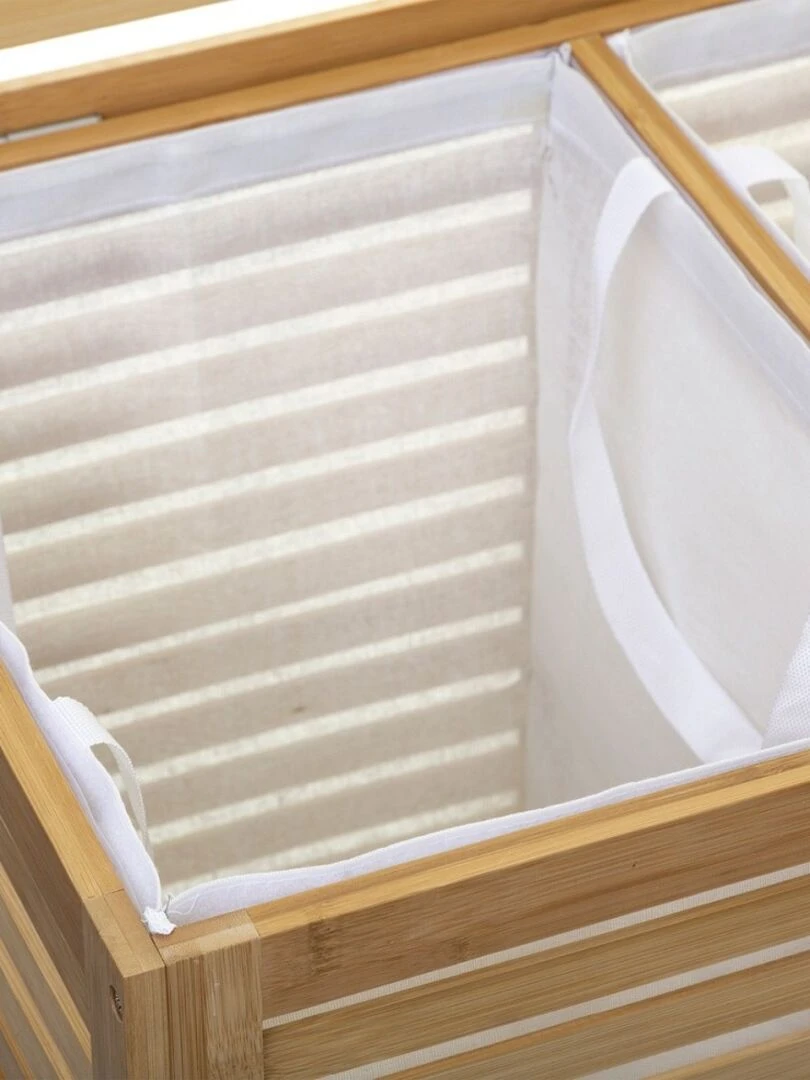 Panier à linge double Sicela bambou   Beige