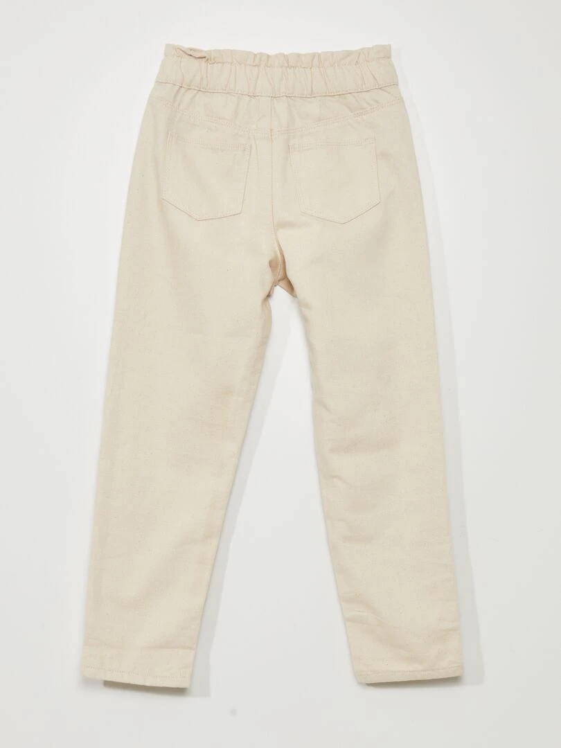Jean paper bag à taille haute Beige