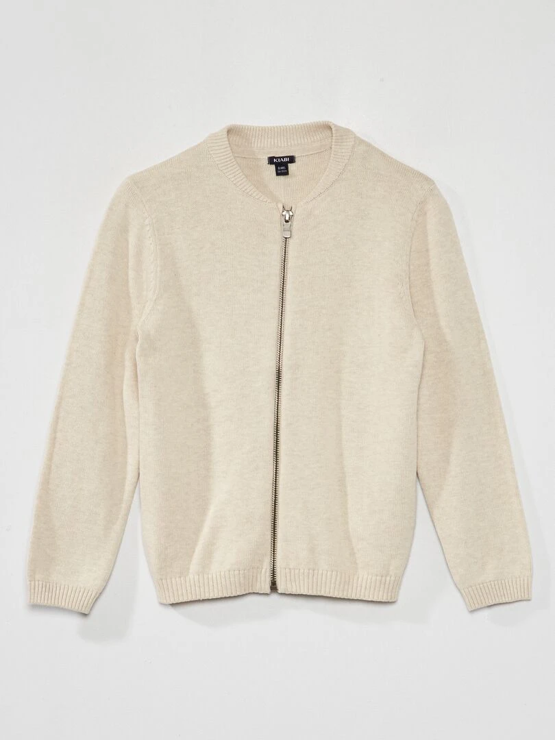 Gilet zippé en maille Beige