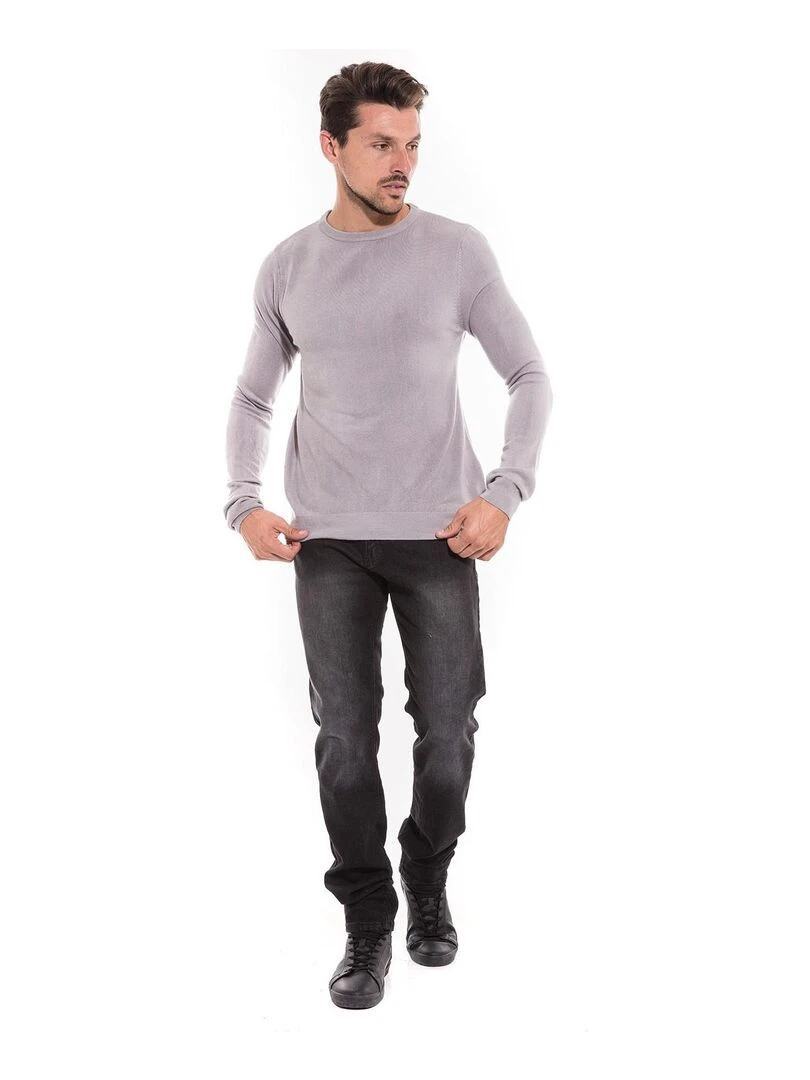 Pull col rond effet cachemire LANNIS   Gris clair