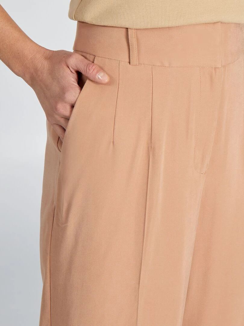 Pantalon droit à taille haute   Beige