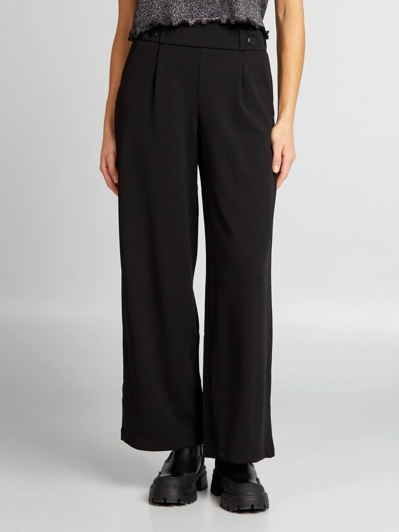 Pantalon large à taille haute   noir