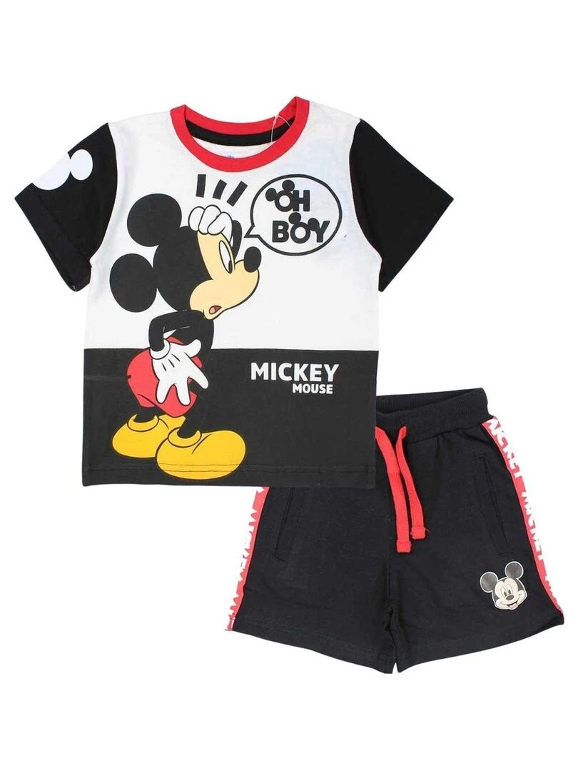 Disney Ensemble T shirt short garçon Imprimé Mickey Blanc