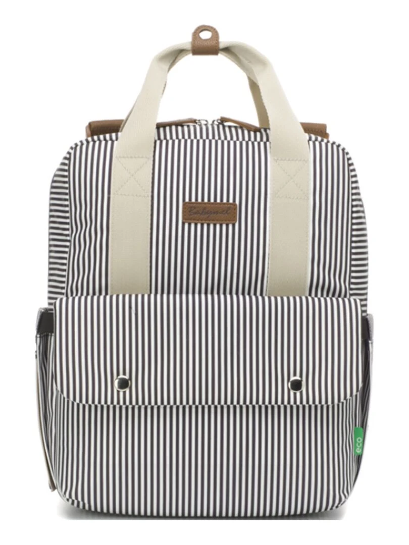 Sac à dos à langer Georgi Eco Rayures blanc et marine Bleu