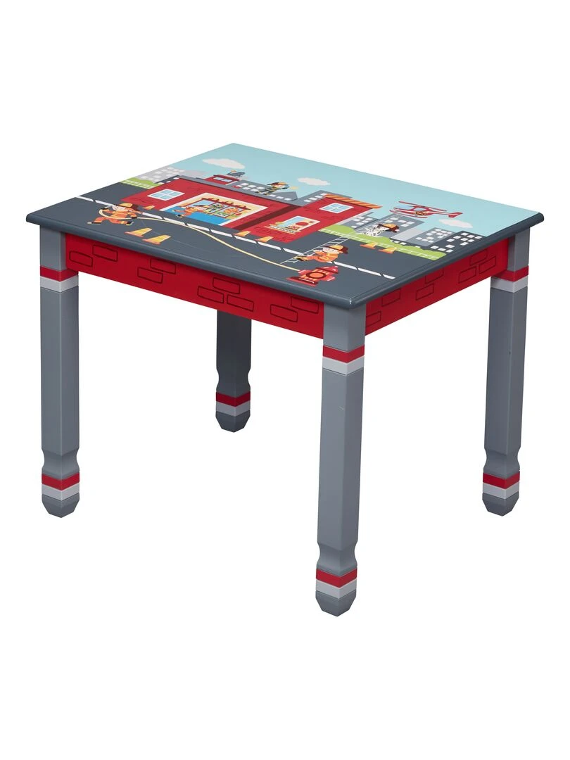 Table enfant sans chaise en bois chambre garçon pompiers Fantasy Fields TD 12514A1 Rouge