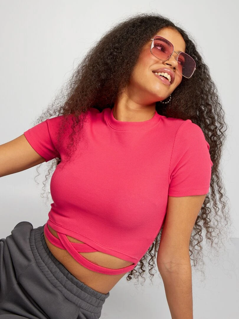 T shirt cropped Rose