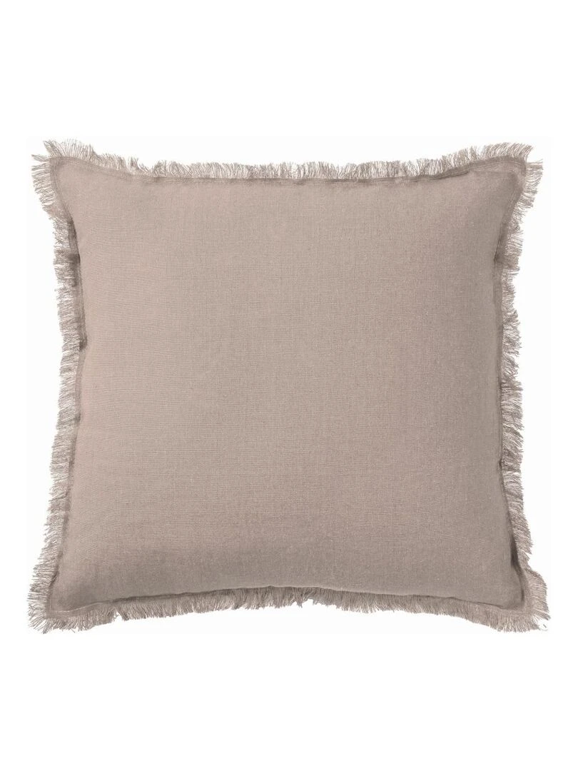 Coussin en lin bords effilés 'Deko&co' Taupe