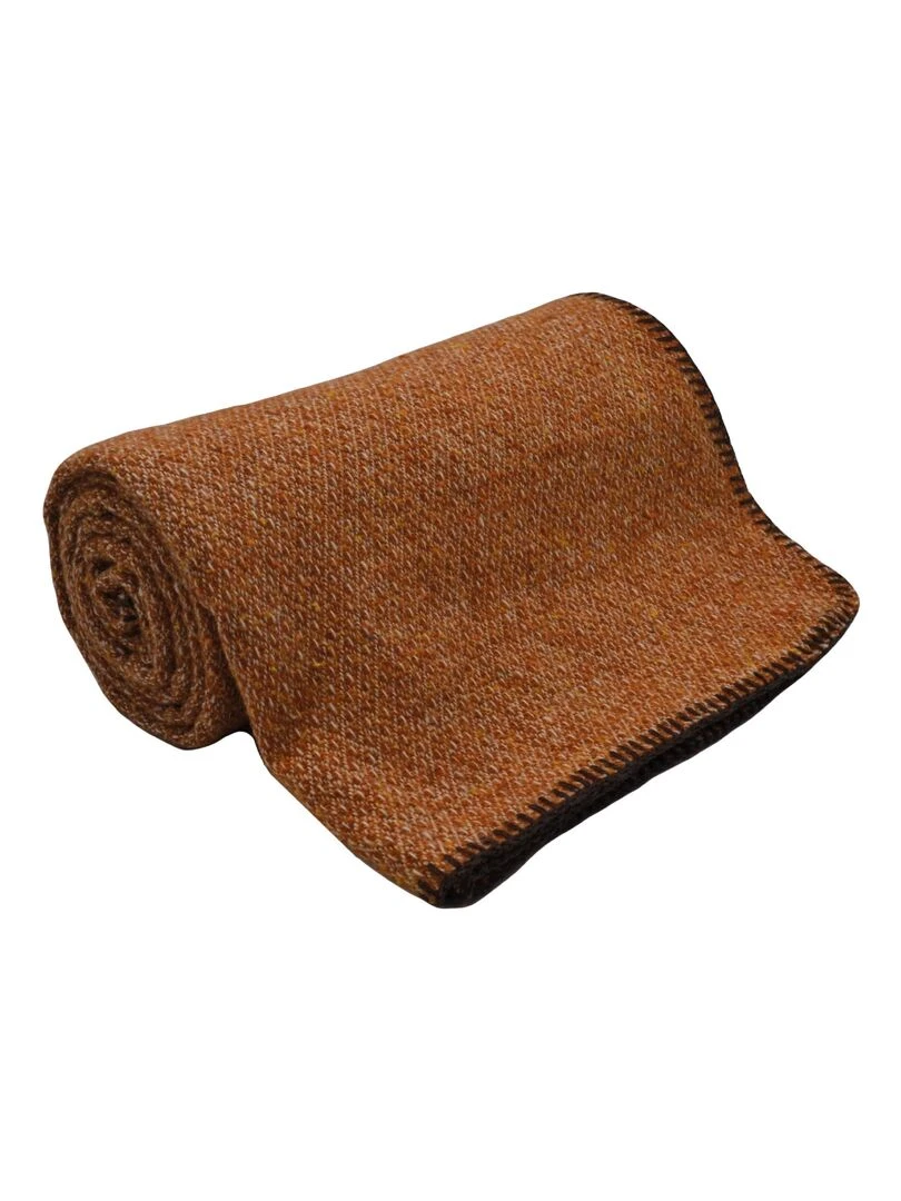 Plaid en laine avec micro motif losange Marron glacé