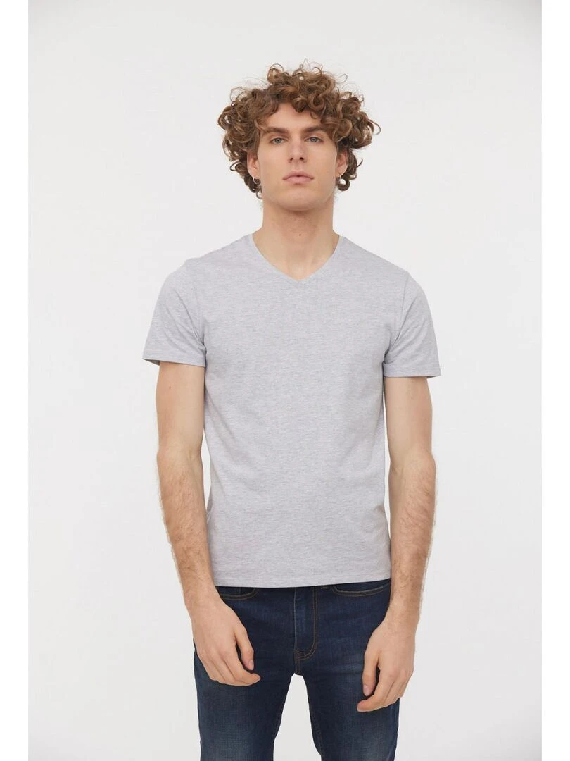Lee Cooper T Shirt manches courtes coton regular AJESSY Gris chiné
