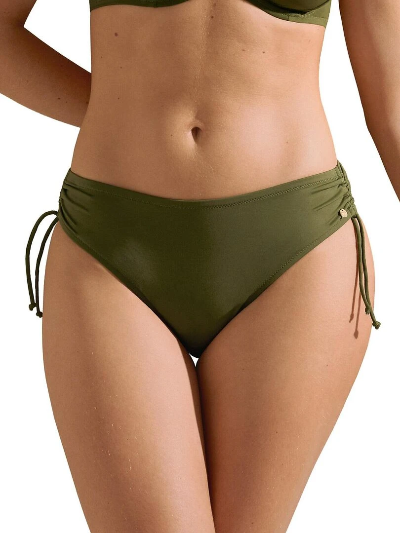 Bas maillot slip de bain taille haute côtés réglables Union Island Vert