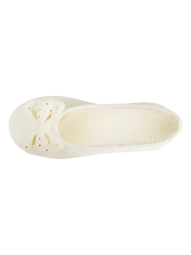 Chaussons ballerines Femme strass Ivoire Blanc