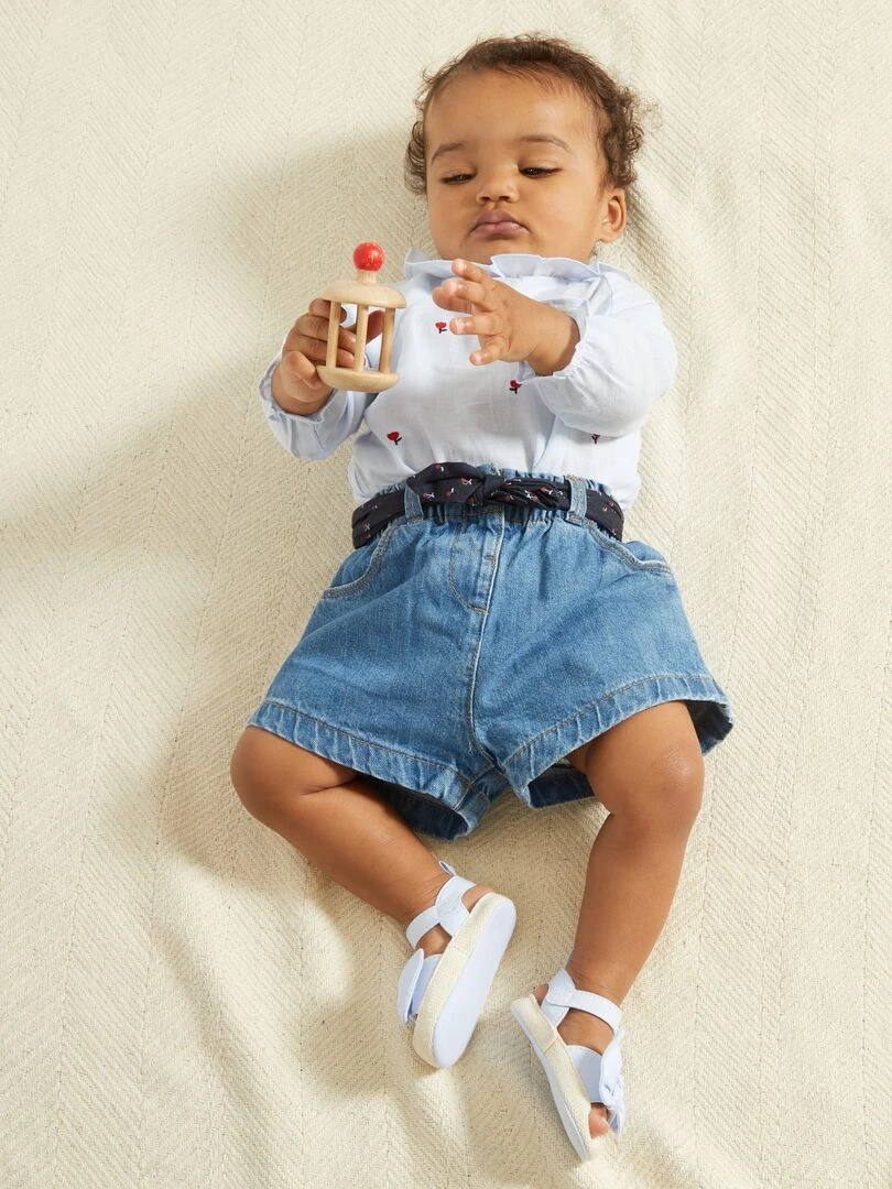 Short paper bag + ceinture   Bleu