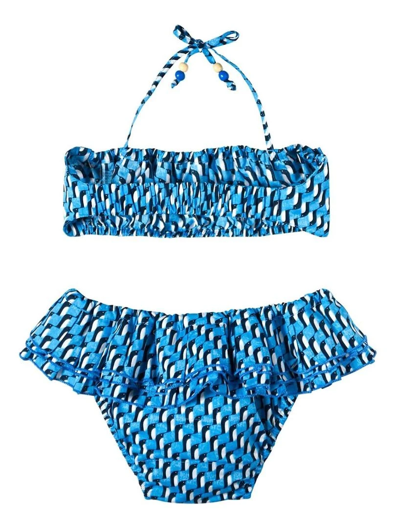 Maillot de Bain 2 Pièces Fille  Pingouins  Roi  SWAN   'LA FAUTE A VOLTAIRE'   Bleu