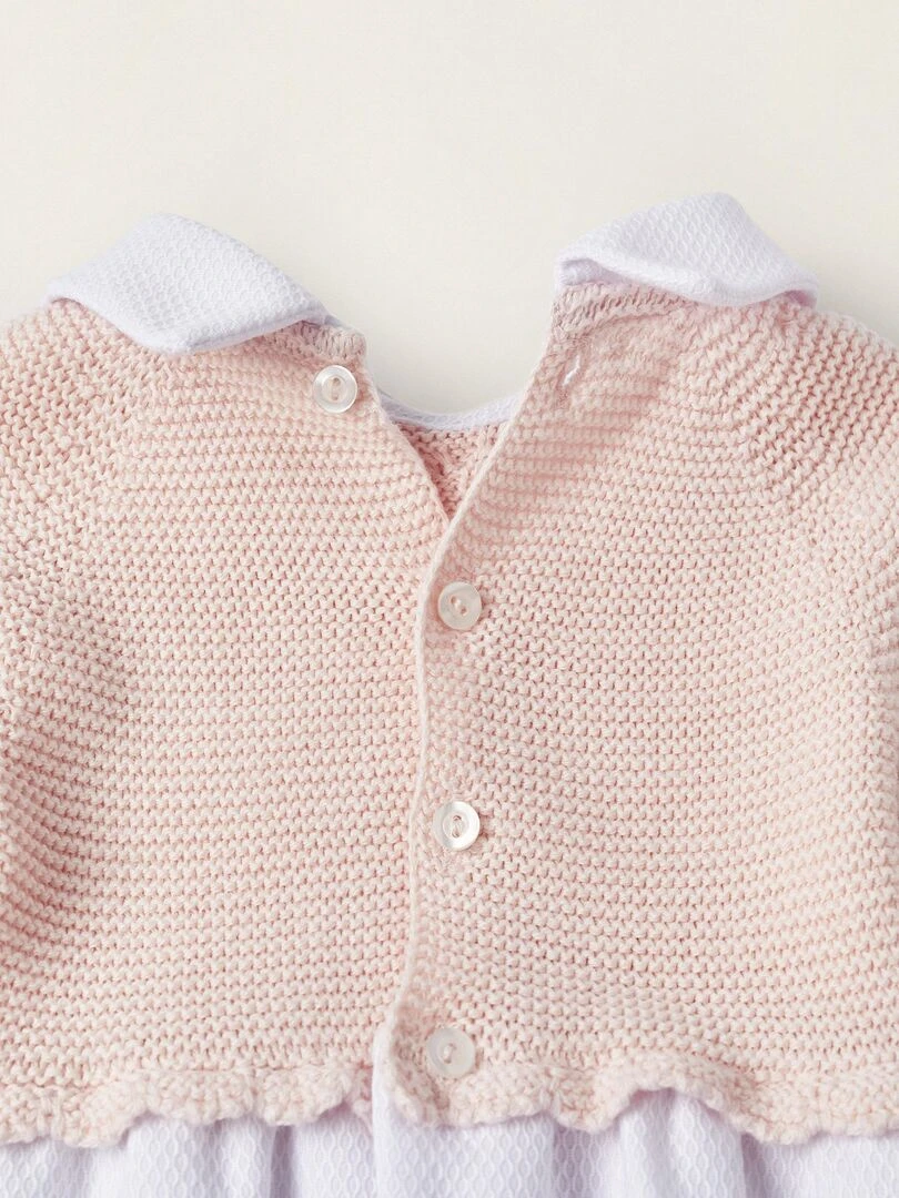 Body à manches longues combiné pour nouveau né manches longues ATLANTIC COMPANY   Rose clair