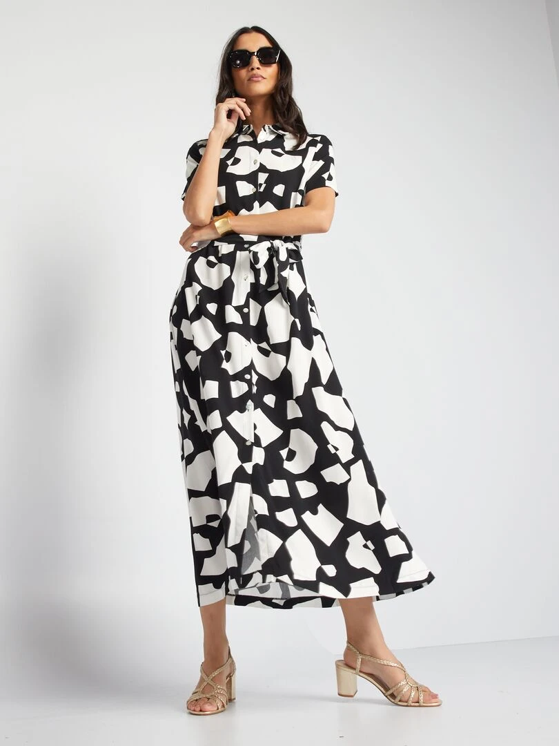 Robe chemise en popeline Noir