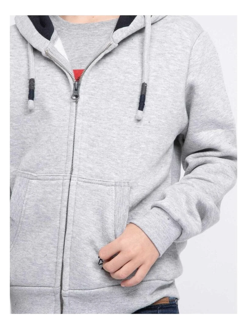 Sweat zippé capuche WAMIN J   Gris clair