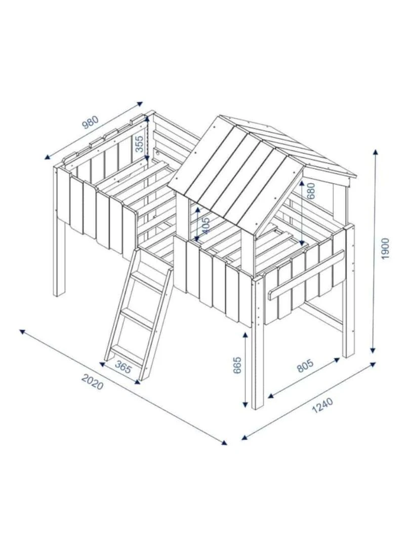 Lit cabane avec tiroirs Donnie   AKITEN RETAIL   Blanc Blanc