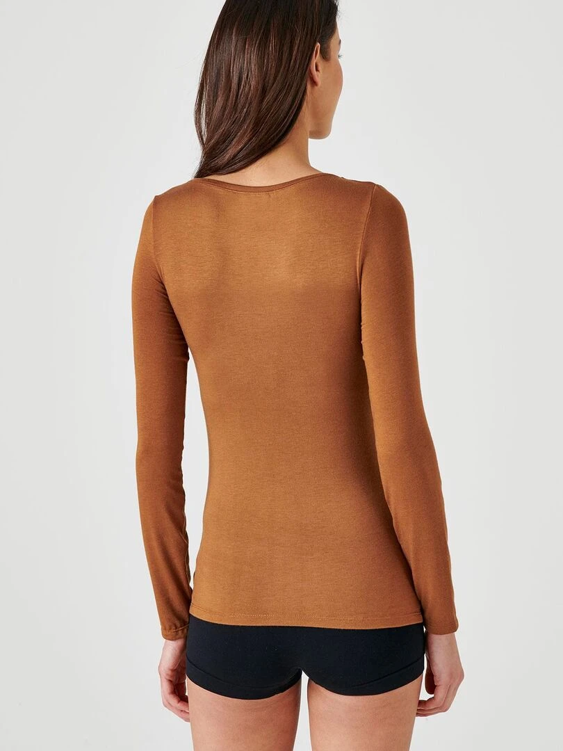 T shirt manches longues Thermolactyl invisible   Damart   Marron havane