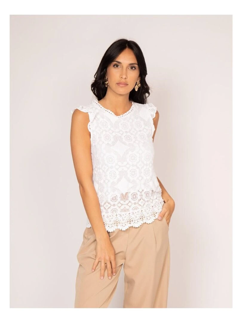 Top broderies anglaises FANCH Blanc