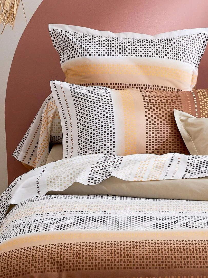 Drap plat esprit géométrique en coton Cuivre