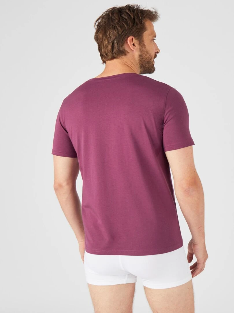 Tee shirt manches courtes en pur coton pima   Damart   Violet prune