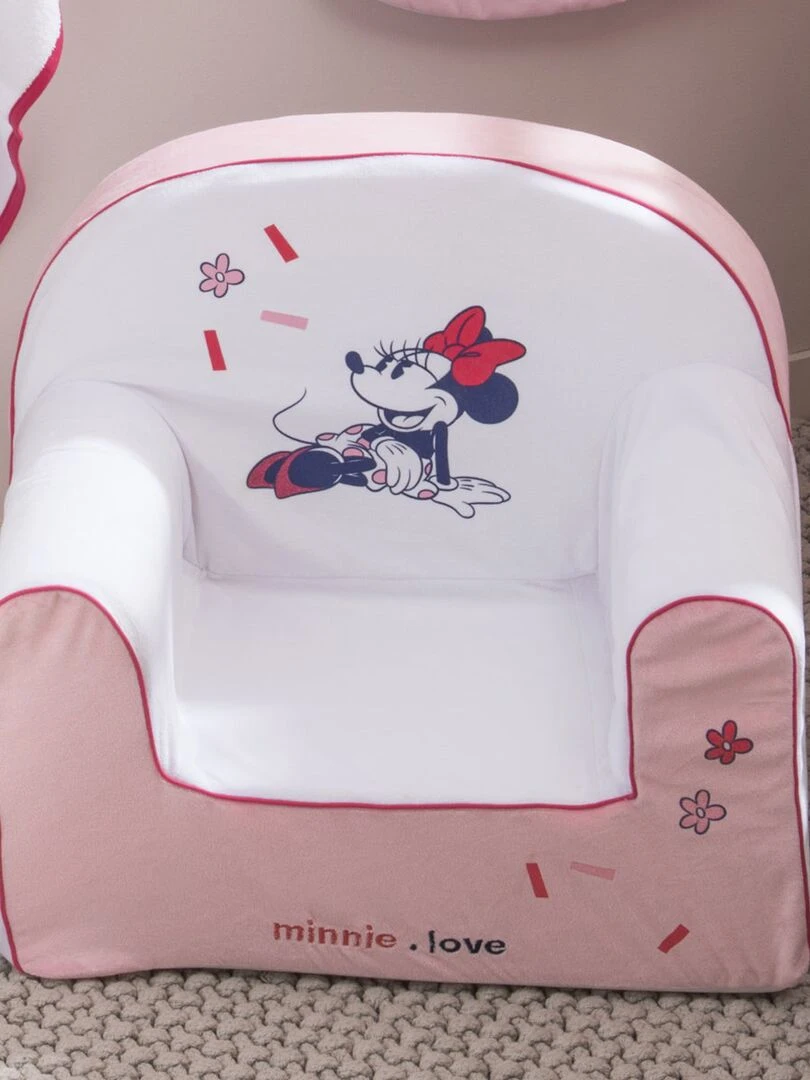 Fauteuil enfant droit en velours Minnie Confettis 12 mois Rose