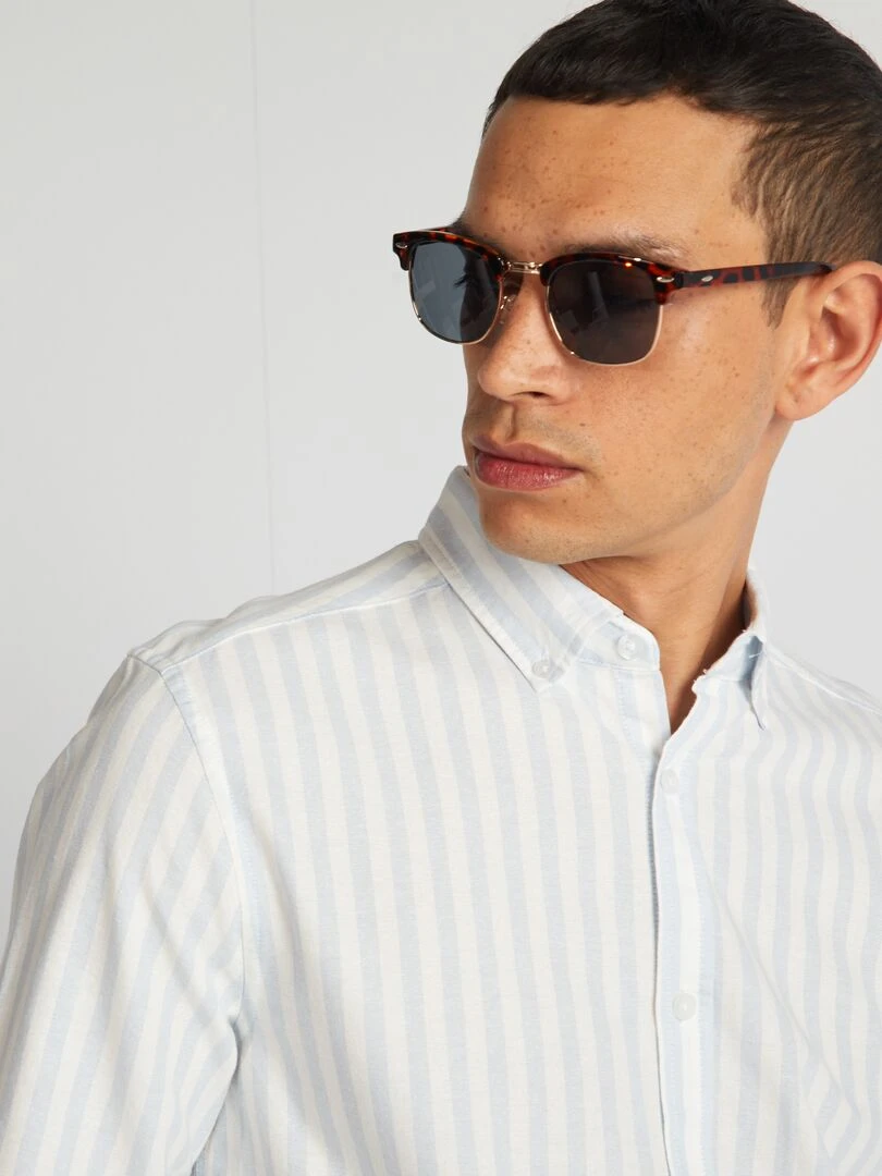 Chemise à coupe droite et à rayures   Bleu/blanc