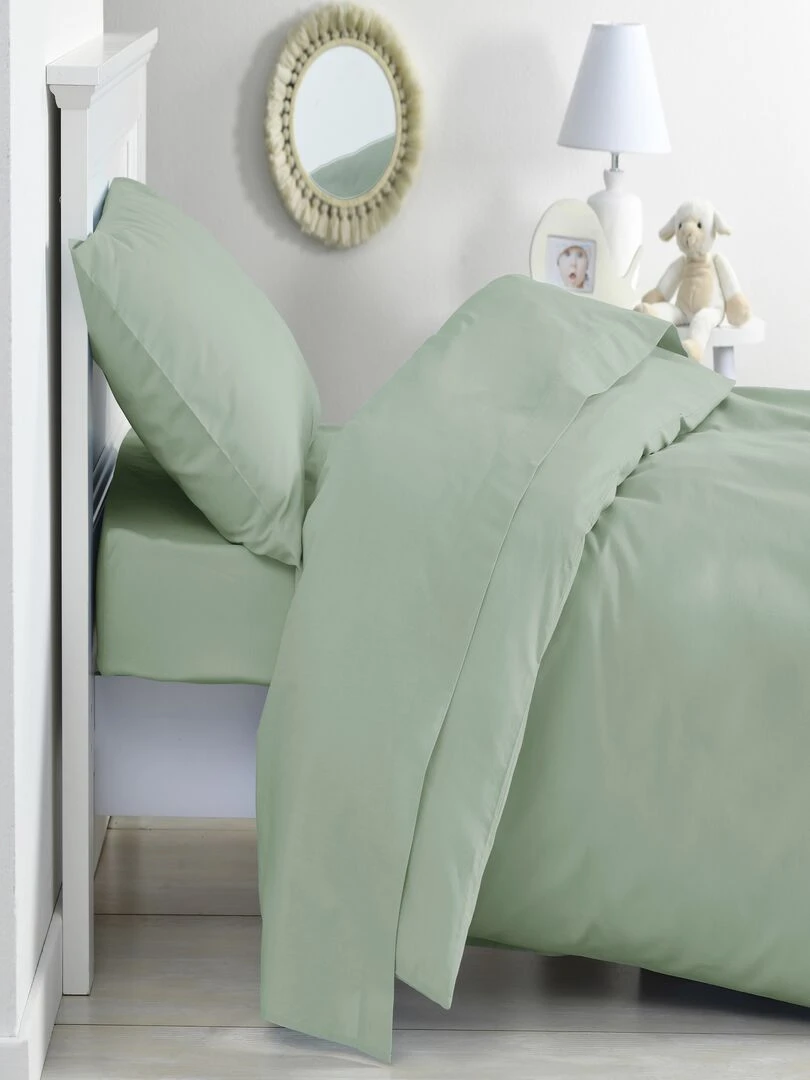 Lot x2 Taies d'oreiller 100% coton Bio 'Ptit Basile' Vert clair