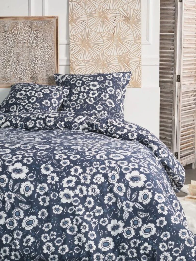 Housse de couette flanelle Today 2.16 + taie(s) 100% coton Bleu
