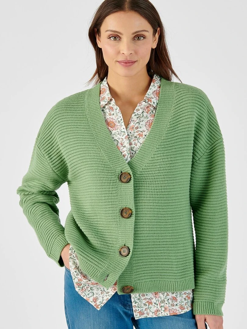 Gilet maille ottoman Damart Vert